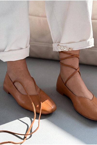 I Love Shoes Γυναικείες μπαλαρίνες Morven από γνήσιο δέρμα σε ταμπά απόχρωση