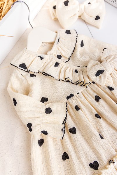 Babymod Heart Patterned 100% Cotton Bandana Baby Girl Dress