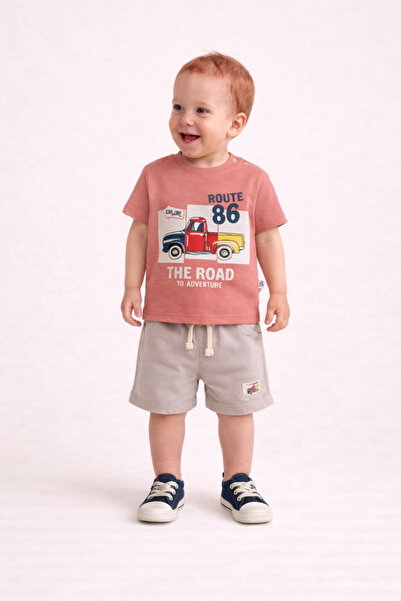2kids2mom Baby Boy 24 Months the Road T-Shirt and Shorts 2-Piece Set