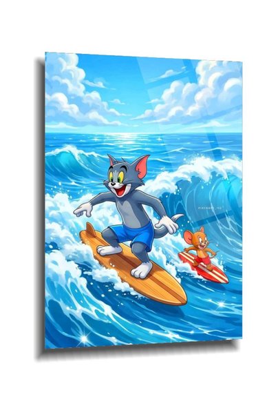 bds art sanatı evinize taşır TOM VE JERRY | CARTOON Temalı Dekoratif Cam Tablo