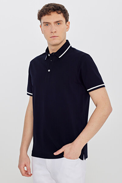 ALTINYILDIZ CLASSICS Men's Navy Blue 100% Cotton Standard Fit Regular Cut Pol...