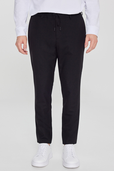 ALTINYILDIZ CLASSICS بنطلون بدلة رجالي أسود قصة ضيقة ضيق من الصوف مع جيوب جانبية