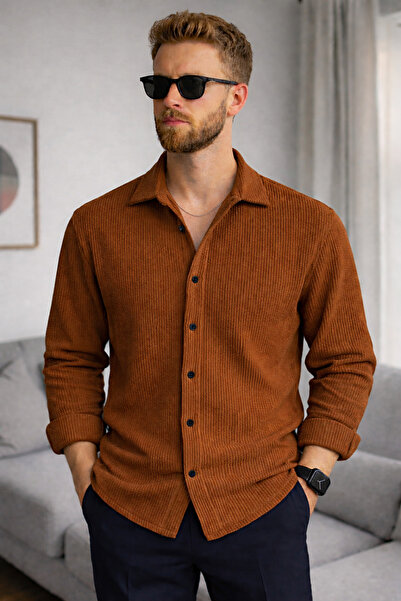 legends butik قميص رجالي من القطن المضلع – تصميم مريح وعصري وأنيق