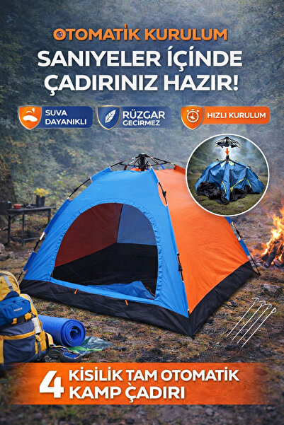 Munico Şemsiye Mekanizma Su Geçirmez Dayanıklı Festival Çadırı 4 Kişilik Kamp...