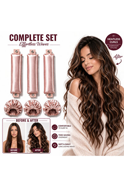 SATİNELLA Σετ 3 τεμαχίων για μπούκλες με κουμπωτά κλιπ, 3 σατέν μπονέ, 1 τσάν...