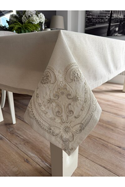 Decamor home Δαντελένιο Τραπεζομάντιλο με Λεπτομέρειες σε Χρυσό Γκλίτερ και Ε...