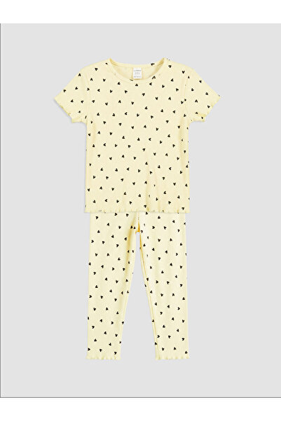 LC Waikiki Yellow Heart Patterned Baby Girl Set by Güli̇s Gi̇yi̇m