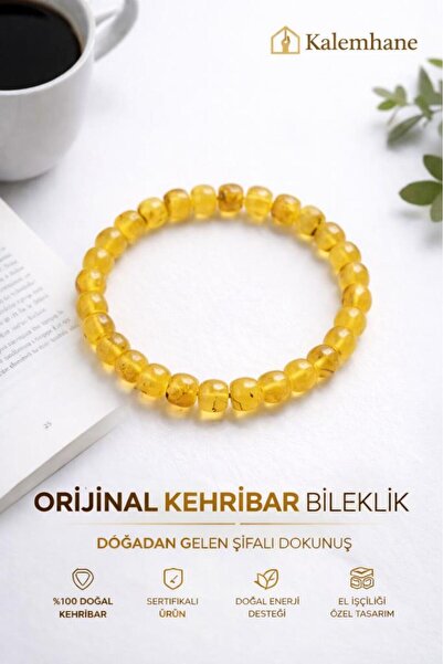 kalemhane Orjinal Kehribar Bileklik ve Kutusu