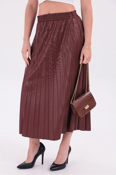 OsmanogluWear Women's Pleated Midi Skirt with Elastic Waist, Comfortable Fit
