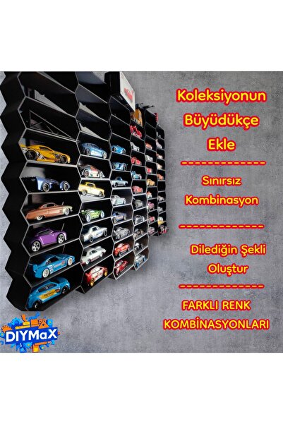 DIYMaX 10'lu Duvar Standı 1/64 Ölçek Diecast Model Araba Sergileme Rafı Kolek...