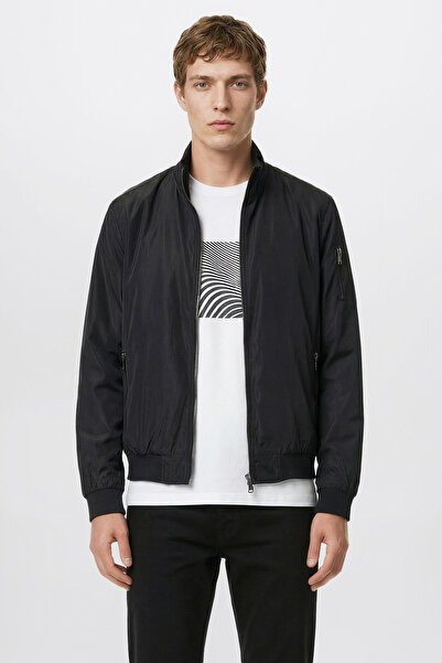 ALTINYILDIZ CLASSICS Ανδρικό μαύρο εποχιακό μπουφάν bomber με κανονική εφαρμο...
