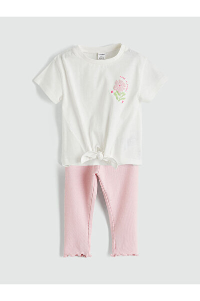 LC Waikiki Ecru Floral Printed Baby Girl Set by Güli̇s Gi̇yi̇m