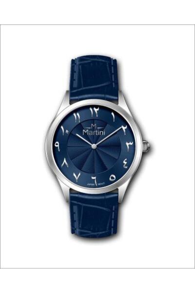 martini Men's Leather Watch with Luxurious Design in Navy Blue