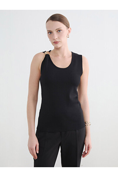 LC Waikiki Nevavm Farkıyla Lcw Everyday Women's Black Appliqué Detailed Knitw...