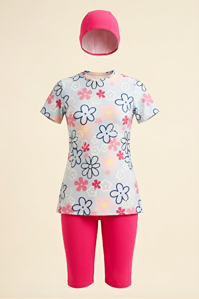 MODANINO Σετ μαγιό για κορίτσια 3 τεμαχίων (Κοντομάνικο μπλουζάκι + Παντελόνι...