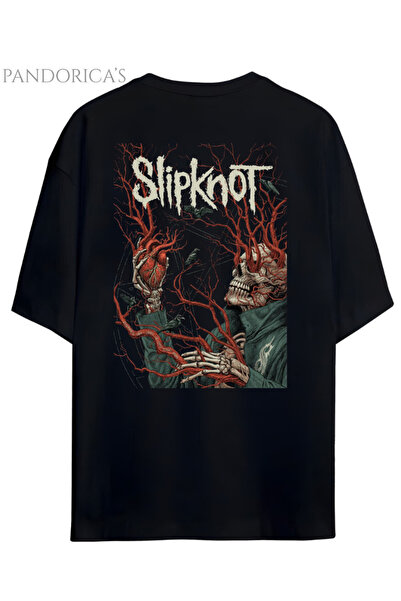 Grafftee Clothing Pandorica's SLIPKNOT Sırt Baskılı Unisex Relaxed Kalıp Pamu...
