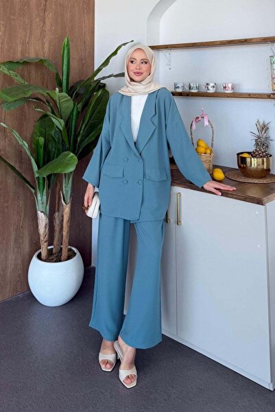 Hazamoda Σετ Στιλ Τζάκετ Τιρκουάζ