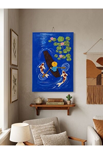 Tasarım El Yapımı Punch Nakış Koi Balıklı Dekoratif Tablo 35x50 cm | Akrilik ...