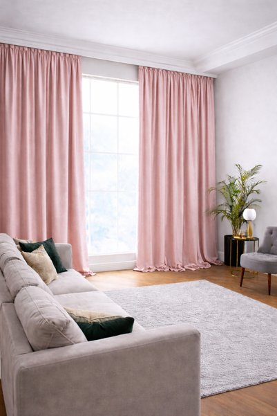 GOCCIA HOME Velvet Chenille Extra Foam Single Wing Living Room Living Room Background Curtain Powder Pink