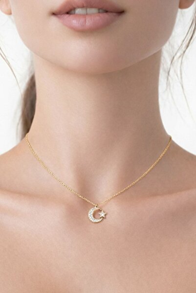 ATALYA ACCESSORY Ay Yıldız Gold Renk Kadın Kolye
