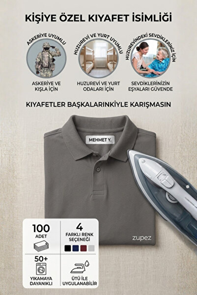 zupez Eşya Karışmasını Önleyen Yıkanabilir Kıyafet İsimliği - Huzurevi, Asker...