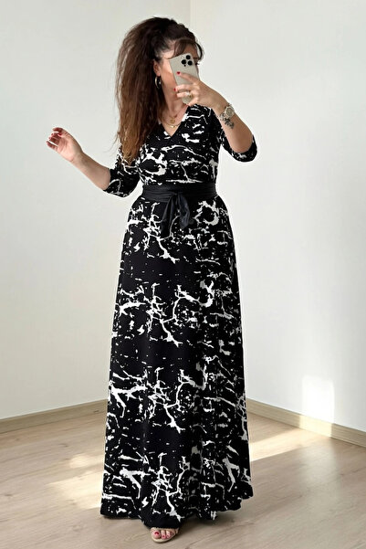 AZRA BUTİK Φόρεμα ολόσωμο με λευκό σχέδιο