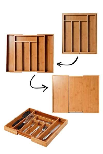 MİEN Ρυθμιζόμενο σετ συρταριού και μαχαιροπήρουνων από μπαμπού