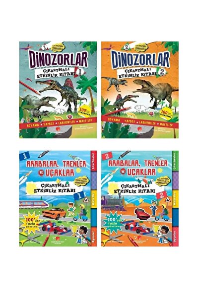 Sabri Ülker Vakfı Yayınları Dinosaurs and Vehicles Sticker Activity Books 4 B...