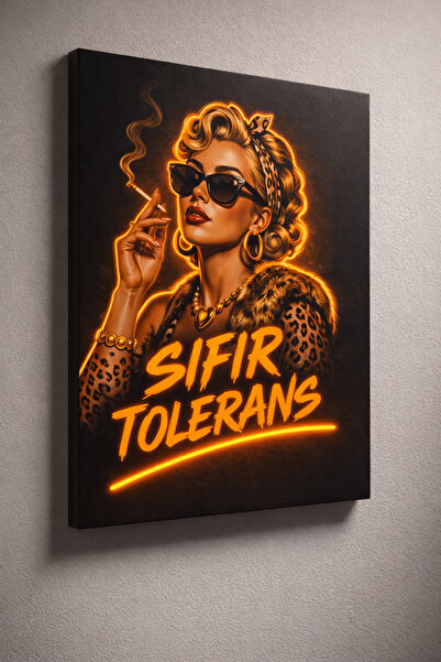Eker Reklam Ajansı Retro Kadın | SIFIR TOLERANS | Neon Ledli Modern Vinil Tablo