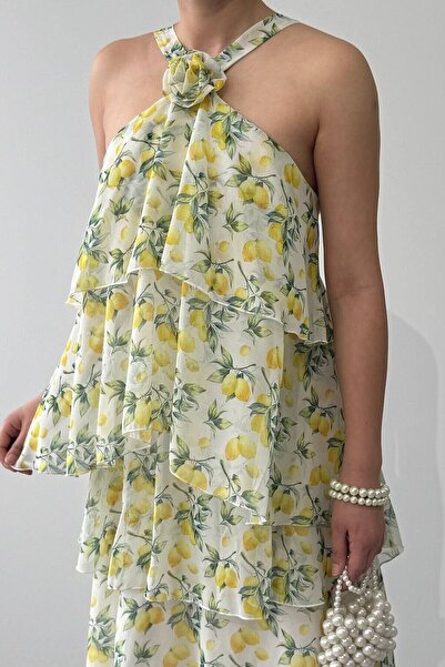 Julidress Φόρεμα από σιφόν πριμιούμ με σχέδια τριαντάφυλλων, λεπτομερή λεπτομ...