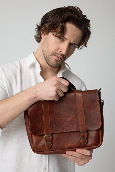The Leather Craft Hakiki Dana Derisi Unisex Omuz ve Evrak Çantası