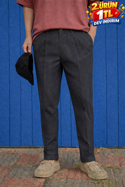 DAMGA JEANS Ανδρικό παντελόνι από ιταλικό ύφασμα Premium, χαλαρής εφαρμογής, ...