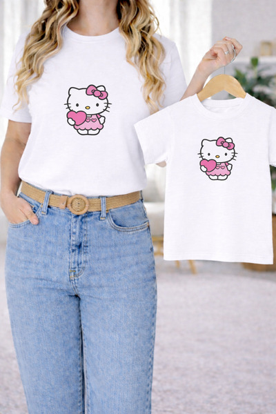 VODEXA Combinație mamă-fiică, tricou supradimensionat, tricou cu ursuleț impr...