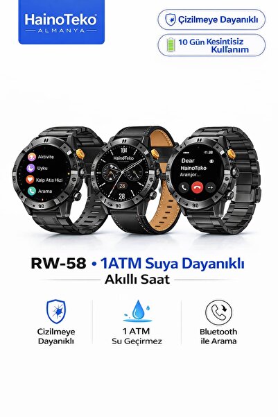 PeacHTec HainoTeko RW-58 Akıllı Saat | Bluetooth Arama | 3 Kordon | Suya Daya...