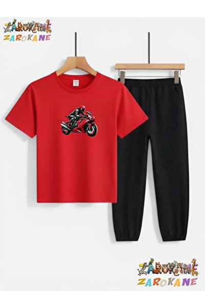 ZAROKANE Motorcu Printed Top-Bottom Tracksuits/T-Shirt Two-Piece Children's S...