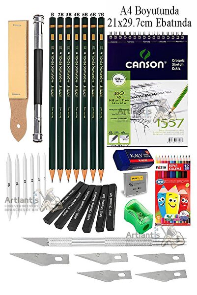 Artlantis دفتر رسم كانسون A4 1557 فاتيه، قلم تدرج اللون قابل للتمديد، فوزين ك...