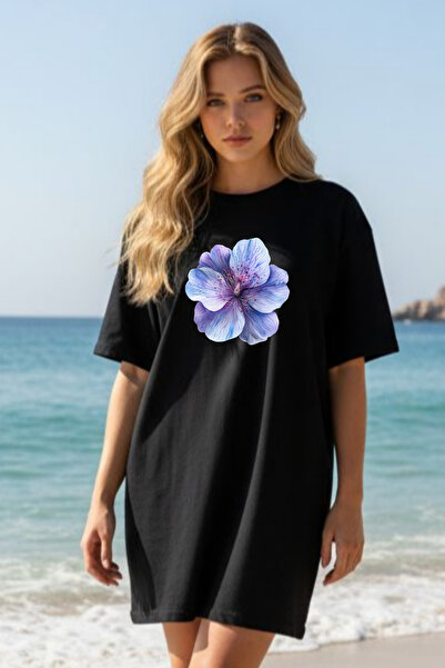 bellanova Elbisee Γυναικείο Κόκκινο Oversize Φόρεμα T-Shirt – Μωβ με φλοράλ σ...