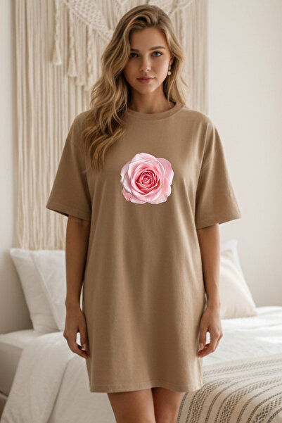 bellanova Elbisee Γυναικείο Κόκκινο Φόρεμα T-Shirt Oversize – Ροζ Τριαντάφυλλ...