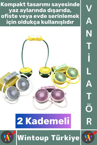 Wintoup #Vantilatör Kompakt Sessiz Hafif Kablosuz Taşınabilir Usb Şarjlı 2 Ka...