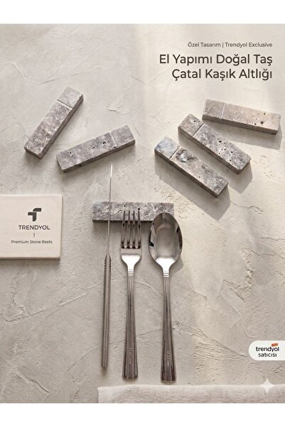 Piarstonedesing 6'lı Siver Mermer Çatal Bıçak Kaşık Standı | Çatal Bıçak Suplası