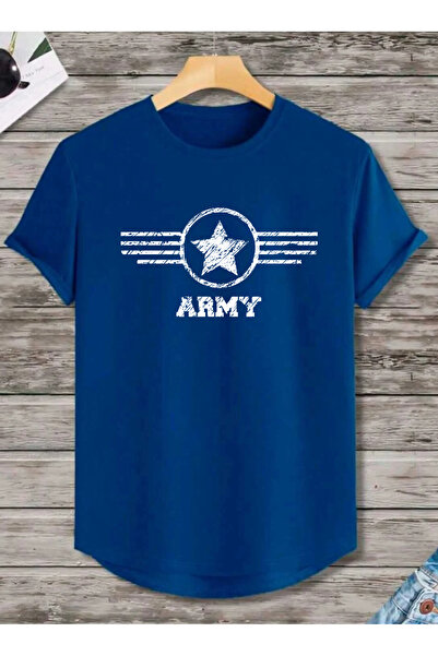 SUNFREE Army Printed Crew Neck Oval Hem Short Sleeve Regular Tshirt