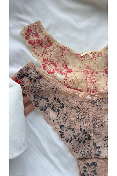 YOYYO Σετ 2 βραζιλιάνικων εσώρουχων με δαντέλα - Κομψό πακέτο εσωρούχων