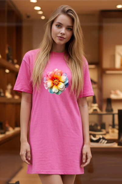 Frisson Elbisee Γυναικείο Κόκκινο Φόρεμα T-Shirt Oversize – Πολύχρωμο με Μίνι...