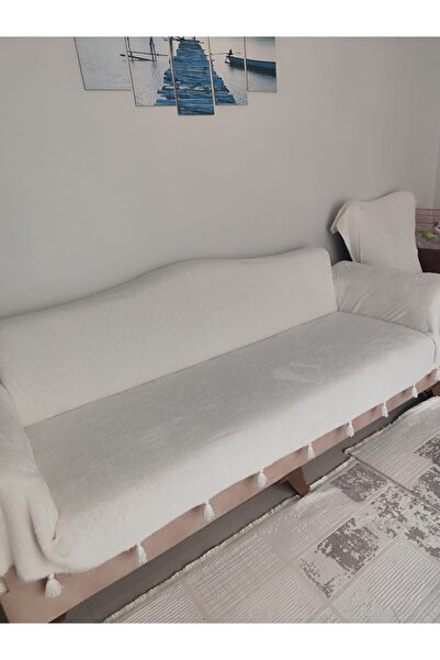 Hümzeyy home Püsküllü koltuk örtüsü 3+3+1+1 biri üçlü 150x290 bir üçlü 140x31...