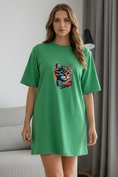 bellanova Elbisee Γυναικείο Μαύρο Φόρεμα T-Shirt Oversize με Πολύχρωμο Τύπωμα...