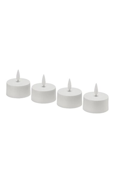 IKEA SKATGÅS LED'li tealight mum, beyaz, şarj tepsisiz Duru Shop- (4 Adet Yed...