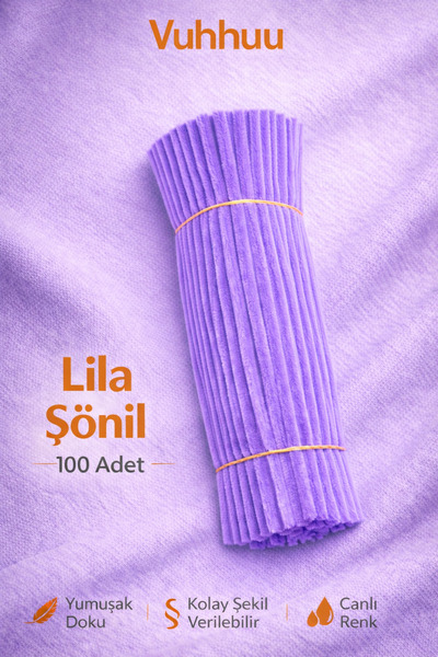 Şönil Tel Lila (Pipe Cleaner) Hobi Malzemesi – El İşi ve Çiçek Yapımı İçin 100 Adet