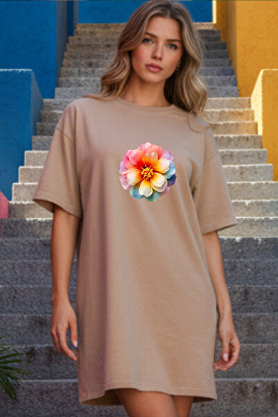 HOFFNUNG Γυναικείο νυχτικό με κοντό μανίκι και λαιμόκοψη ποδηλάτου