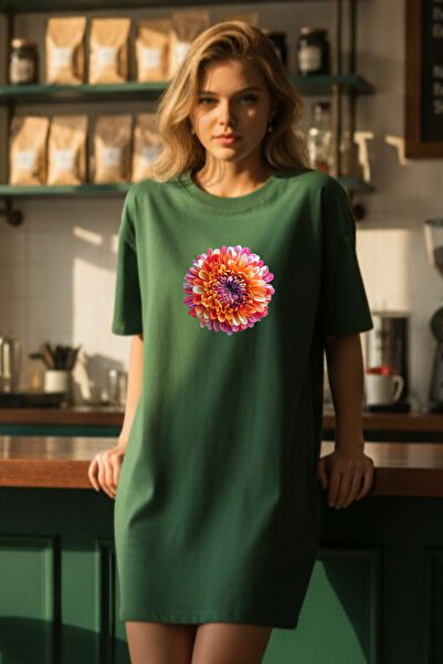 bellanova Elbisee Γυναικείο Κόκκινο Oversize Φόρεμα T-shirt – Πορτοκαλί με φλ...