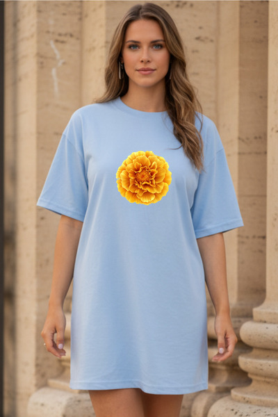 Pink Sky Elbisee Women's Relaxed Fit Dress – Yellow Floral Print